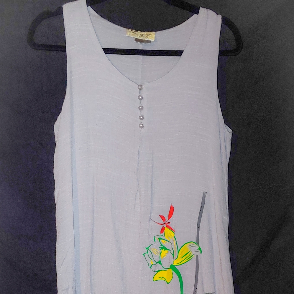 100% linen midi dress